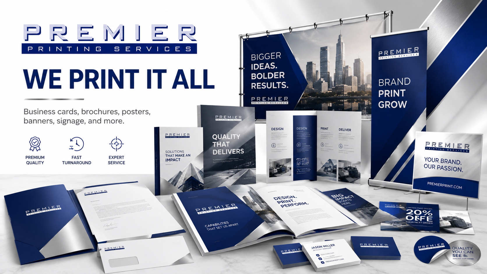 Premier Printing Services printed product collection.