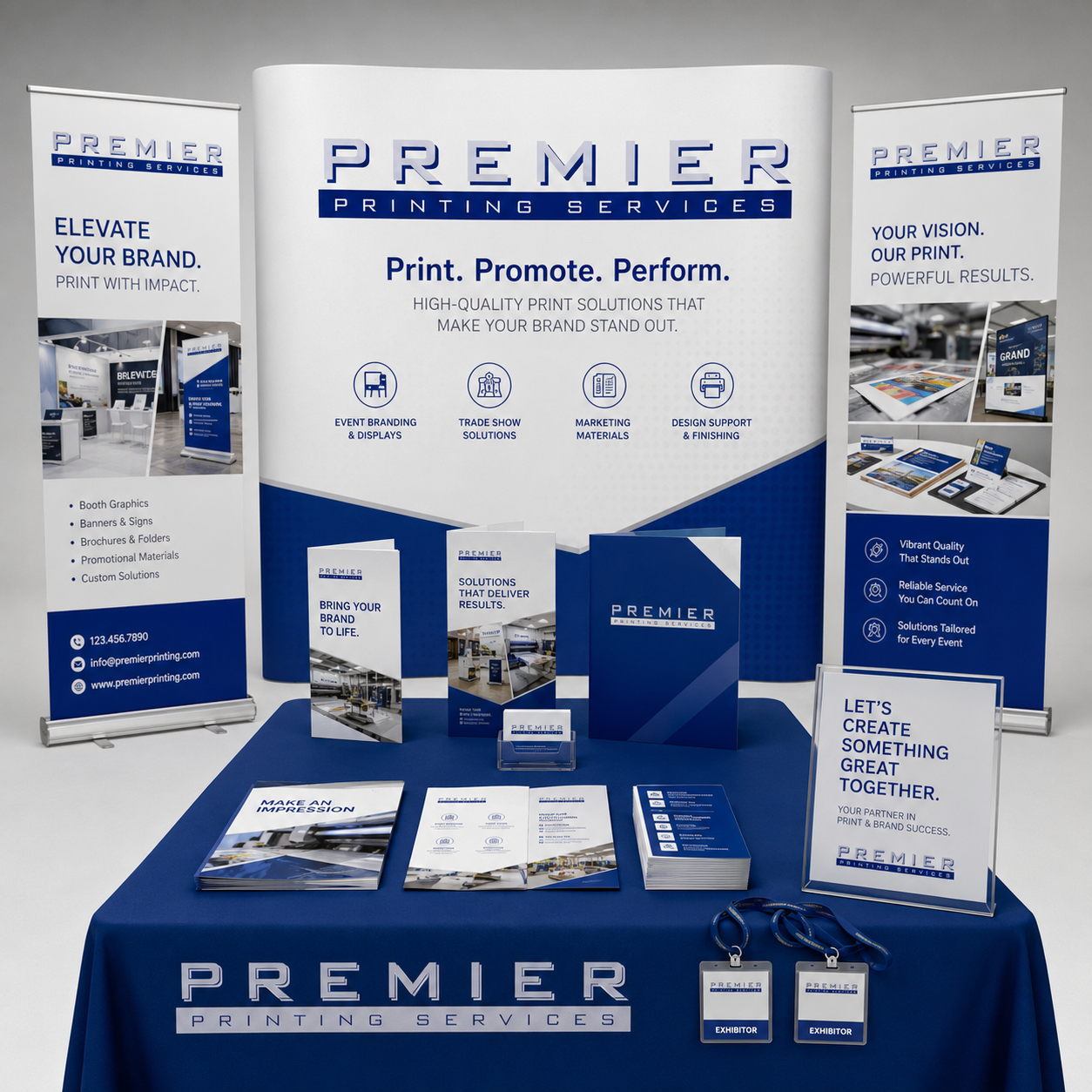 Corporate event and trade show materials.